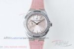 AAA Swiss Vacheron Constantin Overseas 37 MM Diamond Women Small Pink Leather Steel Case Cal.5300 Watch
